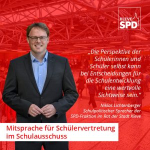 Niklas Lichtenberger - Schulpolitischer Sprecher der SPD-Fraktion im Rat der Stadt Kleve